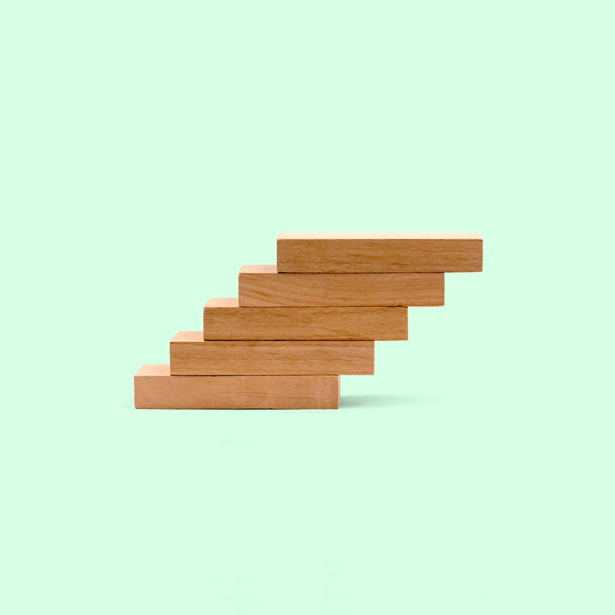 Wooden blocks arranged as a staircase